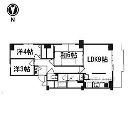 西大寺サンハイツ1号館 3LDKの間取図画像