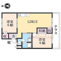 スターシャルム壱番館 2LDKの間取図画像