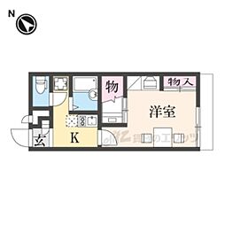 レオパレスグレートリバー 1Kの間取図画像