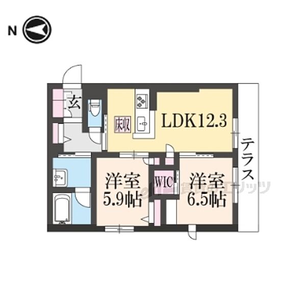 シャーメゾン　アペルタ森北 B102｜大阪府交野市森北１丁目(賃貸アパート2LDK・1階・60.06㎡)の写真 その2