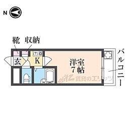 シティパレス21東生駒P-3C 1Kの間取図画像