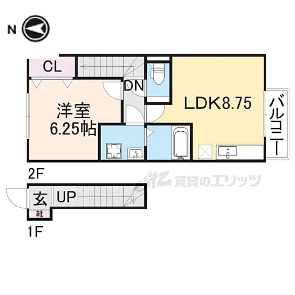 奈良県奈良市大安寺１丁目(賃貸アパート1LDK・2階・42.06㎡)の写真 その2