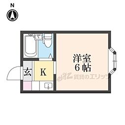 ハイタウンA 1Kの間取図画像