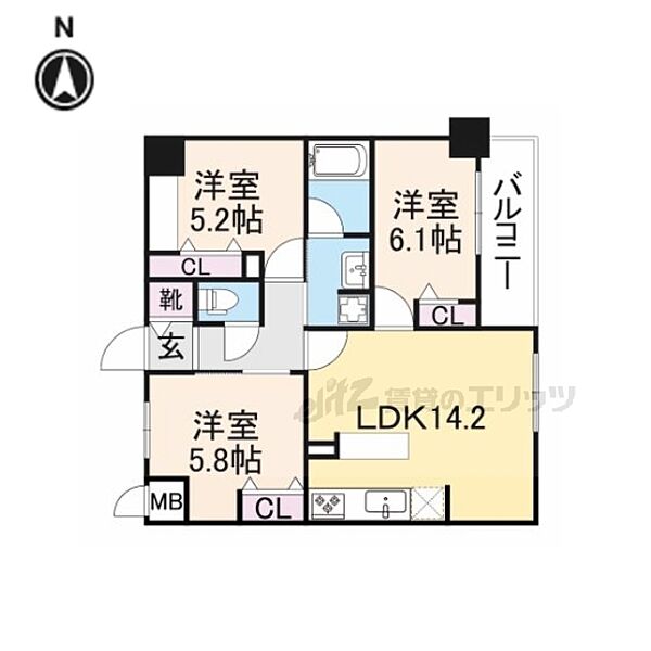 奈良県奈良市三条大宮町(賃貸マンション3LDK・2階・70.31㎡)の写真 その2