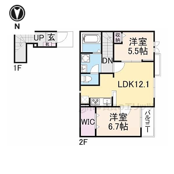 ａｎｔｈｏｌｏｇｉｅ 201｜奈良県大和高田市礒野町(賃貸アパート2LDK・2階・64.14㎡)の写真 その2