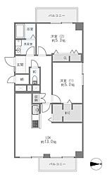 チサンマンション第5江坂 2LDKの間取図画像