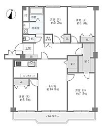 ニューセンバハイツ 4LDKの間取図画像