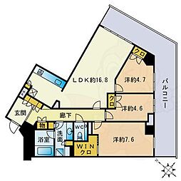 ザ・パークハウス福岡タワーズWEST 3LDKの間取図画像