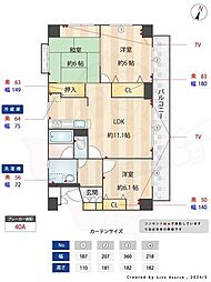 西新新光ハイム 3LDKの間取図画像