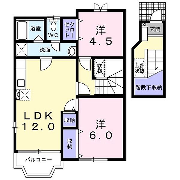 サンライトヴィラB 203｜茨城県筑西市下川島(賃貸アパート2LDK・2階・58.53㎡)の写真 その2