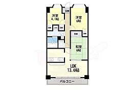 東急ドエル大和八木アネックスA棟 3LDKの間取図画像