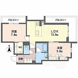 シャーメゾン 香芝 ワイケイ 2LDKの間取図画像