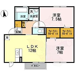 カルムライフ 2LDKの間取図画像