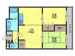 ラフィーネ橿原 2LDKの間取図画像