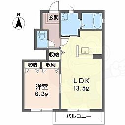 アンジェロC棟 1LDKの間取図画像