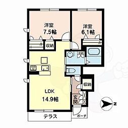 シャーメゾンノースゲート 2LDKの間取図画像