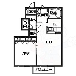 グラヴィスB 1LDKの間取図画像