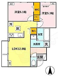 当麻寺MKコート5 2LDKの間取図画像