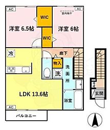当麻寺MKコート5 2LDKの間取図画像