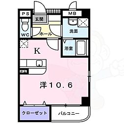 コモドビラ6 ワンルームの間取図画像
