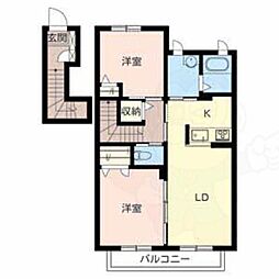 プレミールkikiB 2LDKの間取図画像