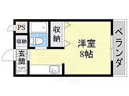 ビクトワール八木 ワンルームの間取図画像
