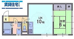 安田マンション 1LDKの間取図画像