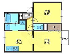 アベニュー 1階2DKの間取り