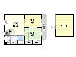 ハイツエミカ3棟 2LDKの間取図画像
