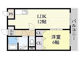アステール本町 1階1LDKの間取り