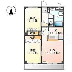 トウケンコーポ桜井南 2階2LDKの間取り