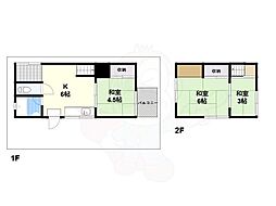 桜井市谷戸建 2階3Kの間取り