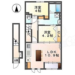 ヴィレッタ2 2階2LDKの間取り