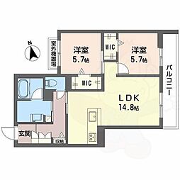 ソラマ 3階2LDKの間取り