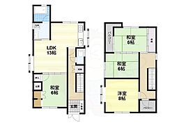 JR桜井線 三輪駅 徒歩9分の賃貸一戸建て 2階4LDKの間取り