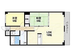 メゾン田井新町 5階2LDKの間取り
