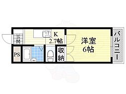 グローバル高田 3階1Kの間取り