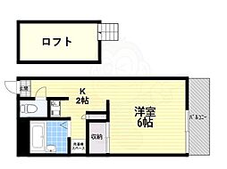 エルミタージュ 2階1Kの間取り