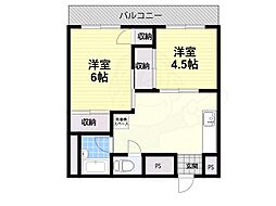 新栄マンション1号館 2DKの間取図画像