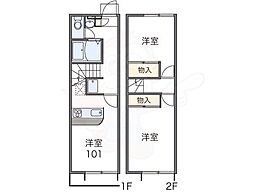 レオパレスいわき 1階2DKの間取り