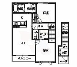 モンヴィラージュ 2階2LDKの間取り
