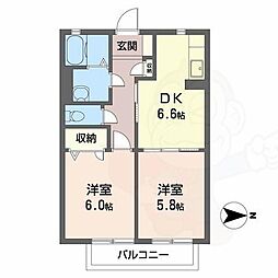 グラシューズ雅 2DKの間取図画像