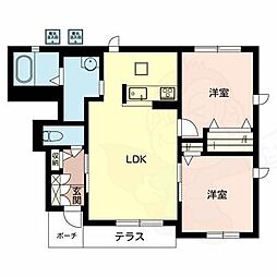 シャーメゾンクレストA 2LDKの間取図画像