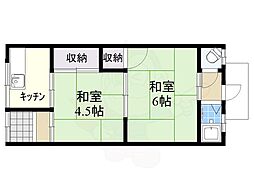 清楽荘 2Kの間取図画像