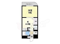 イスズベル大和高田 1Kの間取図画像
