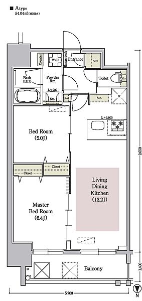 アーバネックス南新町 1501｜大阪府大阪市中央区南新町2丁目(賃貸マンション2LDK・15階・54.04㎡)の写真 その2