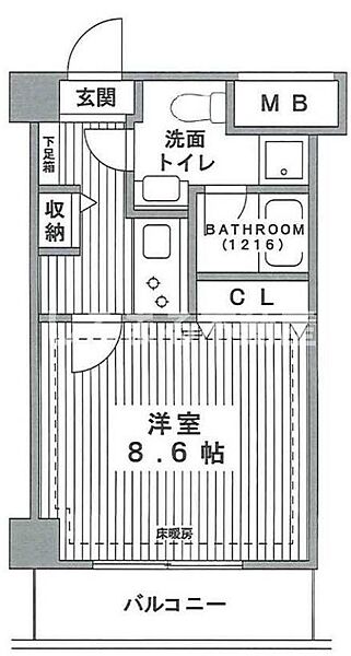 モンサンミッシェル北浜 206｜大阪府大阪市中央区今橋1丁目(賃貸マンション1K・2階・27.86㎡)の写真 その2