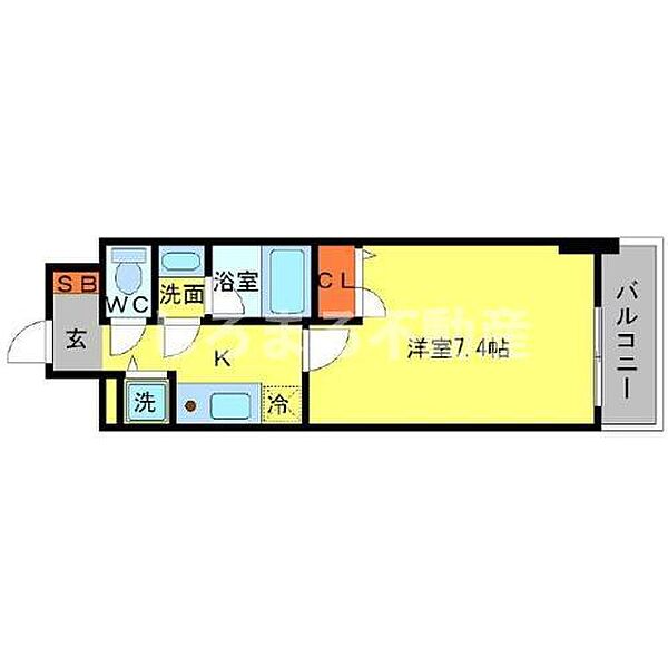 アーバネックス大阪城WEST 1308｜大阪府大阪市中央区島町2丁目(賃貸マンション1K・13階・25.50㎡)の写真 その2