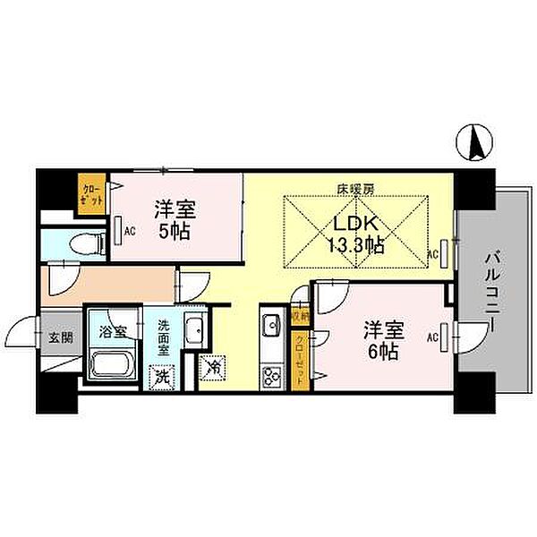 IBC Residence East 1301｜大阪府大阪市中央区北久宝寺町4丁目(賃貸マンション2LDK・13階・57.47㎡)の写真 その2
