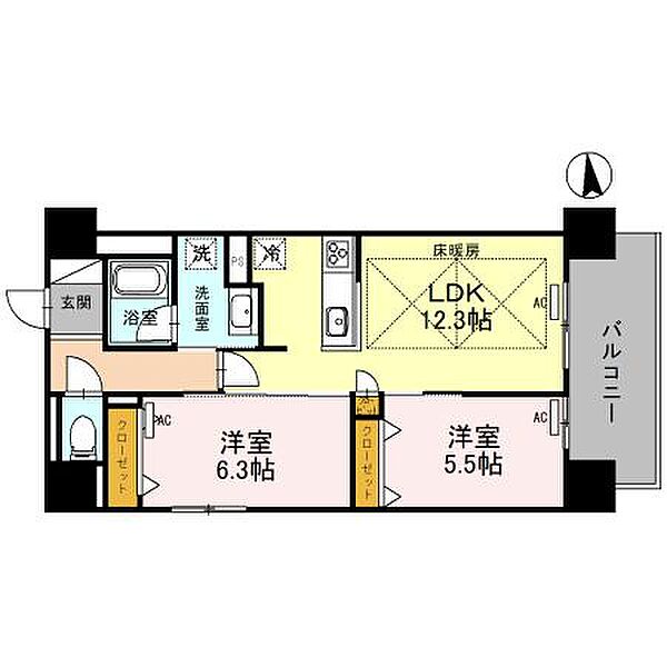 IBC Residence East 1402｜大阪府大阪市中央区北久宝寺町4丁目(賃貸マンション2LDK・14階・57.47㎡)の写真 その2